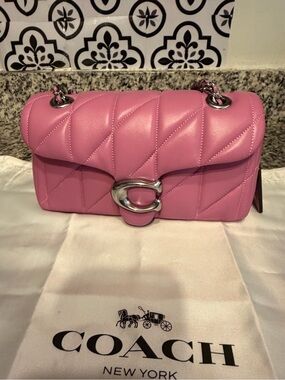 Coach Pink Quilted Leather Shoulder Bag with Silver Hardware / Size 20